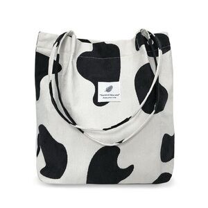 TELLUMO Fashion Corduroy Cow Print Tote Bag with Inner Pocket Size Below NWOT